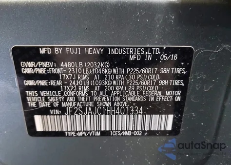 2017 Subaru Forester 2.5I Limited z USA, uszkodzony, nr VIN JF2SJAJC1HH401334